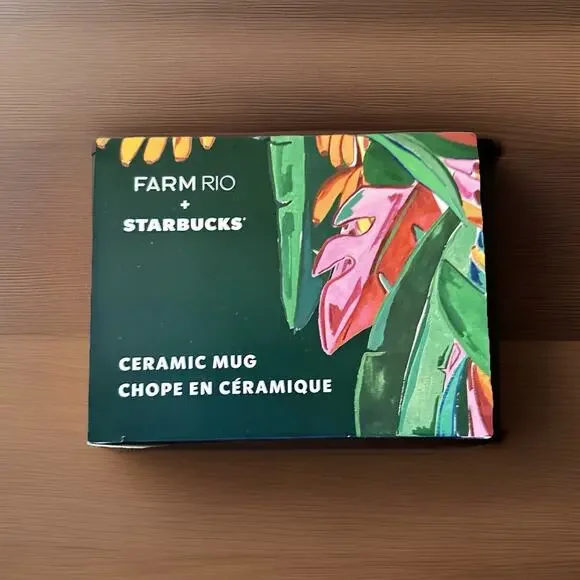 NEW Starbucks x Farm Rio Blue Floral Bird 14oz Ceramic Coffee Mug Gift Limited - Picture 5 of 6